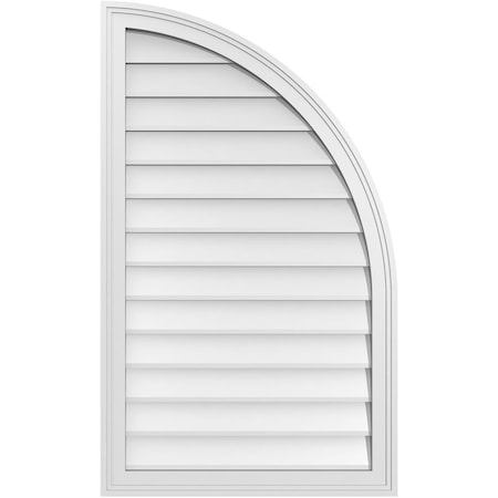 Ekena Millwork Quarter Round Top Right Surface Mount PVC Gable Vent w/ 2"W x 1-1/2"P Brickmould Frame, 24"W x 40"H GVPQR24X4002SN